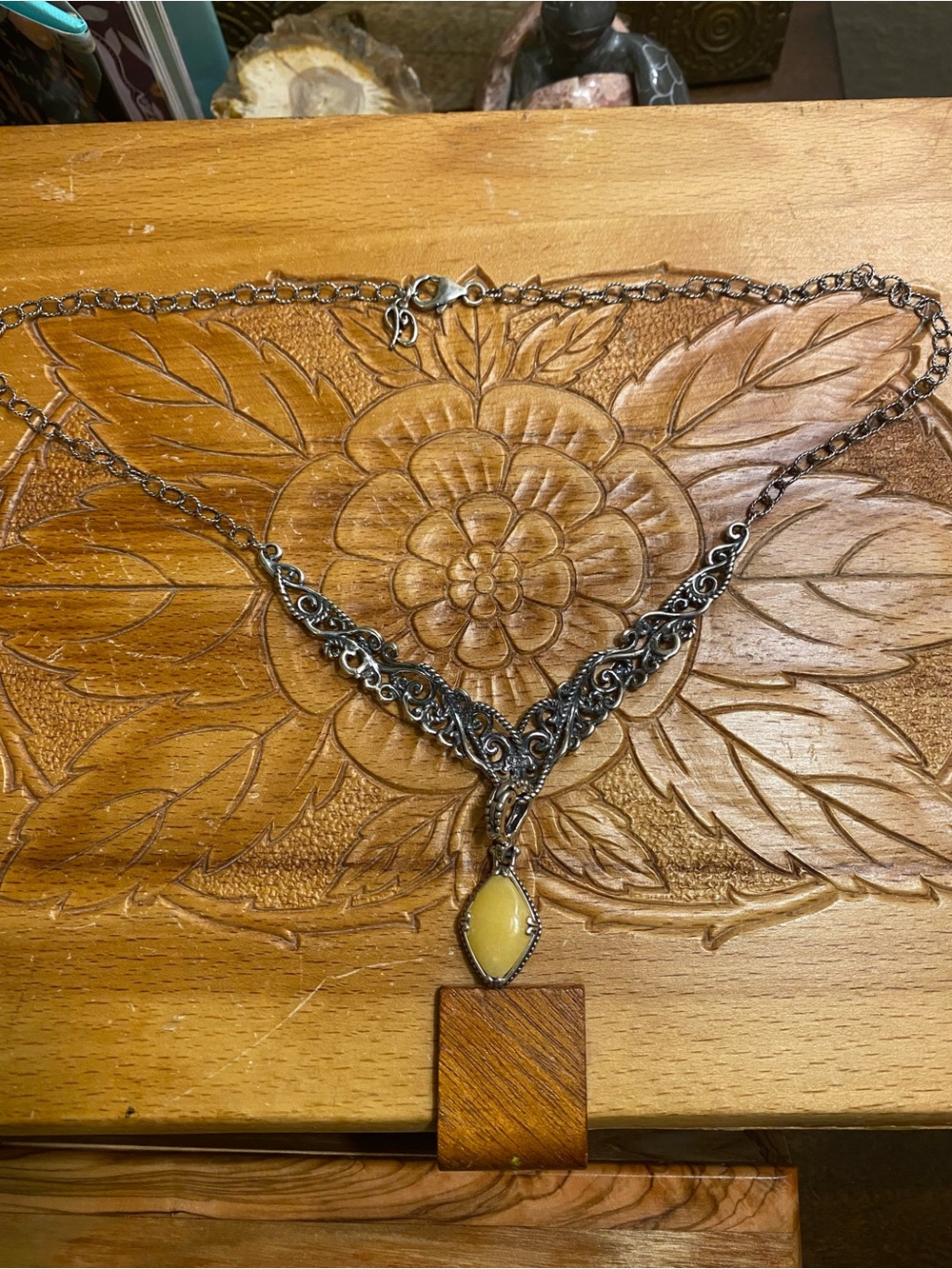 Carolyn Pollack Sterling Filigree Necklace with Pink Cabochon - Picture 3 of 4